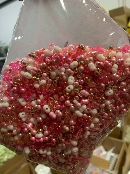 pink Mix colors and white combination seed beads peanut