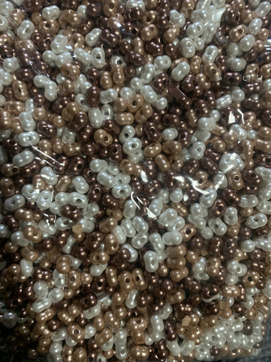 Maillard Mix colors Dark and light brown and white combination seed beads peanut