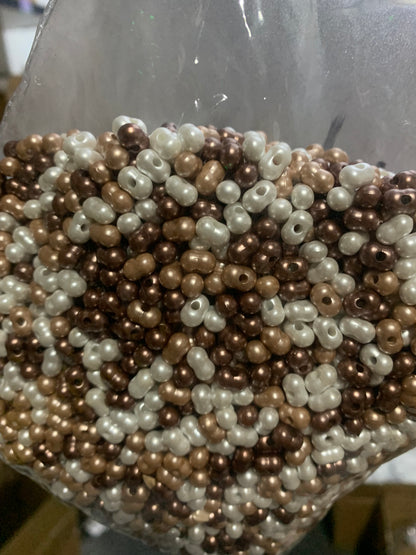 Maillard Mix colors Dark and light brown and white combination seed beads peanut